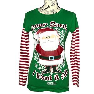 Rudolph the Red Nosed Reindeer SMALL "Dear Santa I Want It All" Long Sleeve Tee